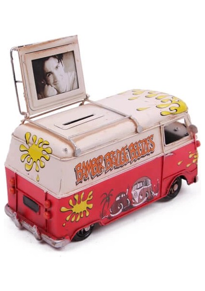 Dekoratif Metal Minibüs Çerçeveli ve Kumbaralı - TGR7648-6735