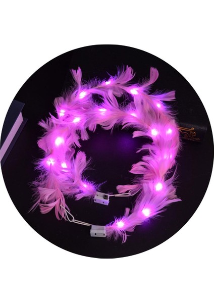 LED Işıklı Rengarenk Yanan 3 Fonksiyonlu Otrişli Parti Tacı Pembe Renk 12X12 cm - TGR4897-5296