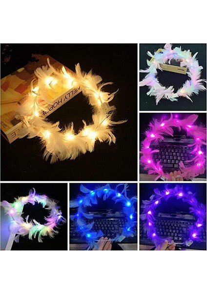 LED Işıklı Rengarenk Yanan 3 Fonksiyonlu Otrişli Parti Tacı Pembe Renk 12X12 cm - TGR4897-5296