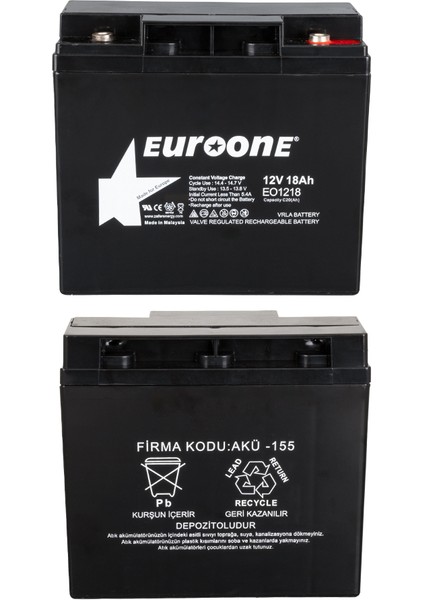 Euroone EO1218 12 Volt - 18 Amper Akü (181 x 76 x 167 Mm) (4767) - TGR9752-7843
