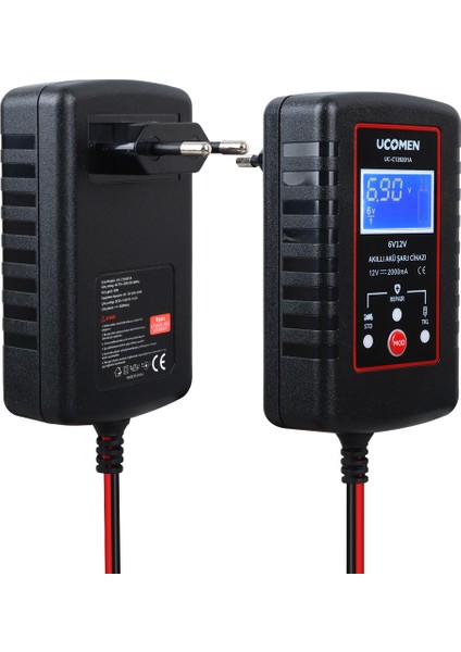 Siyah 6/12V 2A LED Göstergeli Akü Şarj Cihazı UC-C120201A (4767) - TGR3032-8019