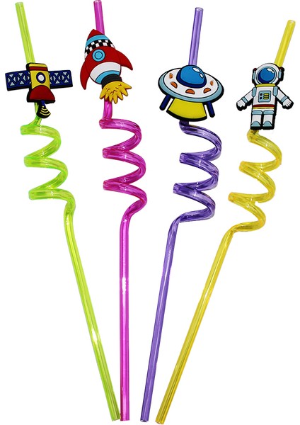 4 Parça Figürlü Pipet Plastik (4767) - TGR5834-7211