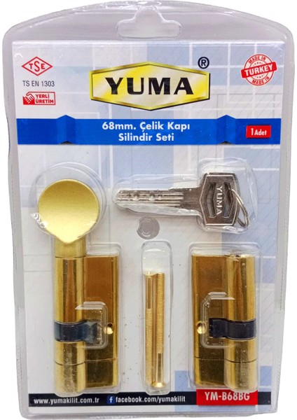 Sarı Mandallı Çelik Kapı Barel Set 68M (4767) - TGR9693-5048