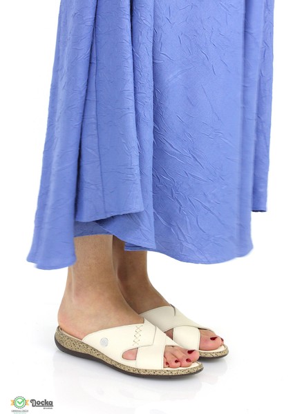 Kadın Deri Düz Taban Günlük Ortopedik Terlik M26YT1385 modelleri