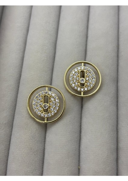 Özel Tasarım Zirkon Gold Küpe