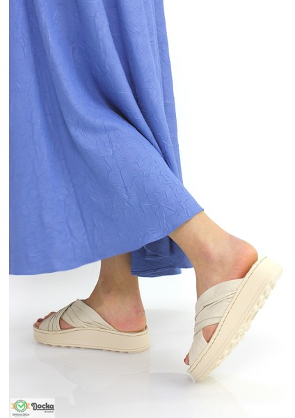 Kadın Günlük Ortopedik Kalın Taban Deri Terlik M26YS1430 fırsatları