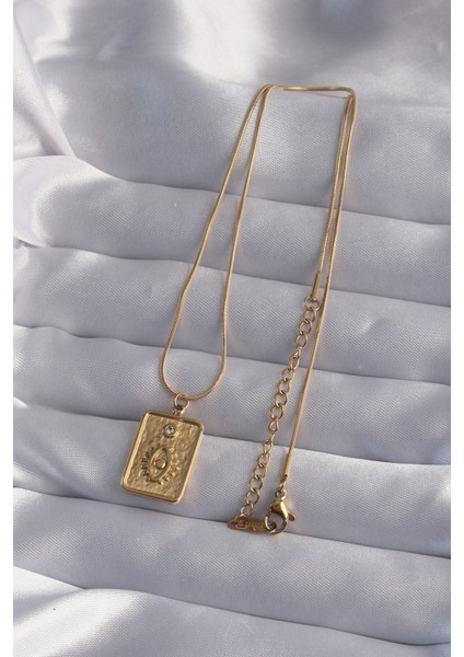 316L Çelik Zincir Gold Renk Zirkon Taşlı Göz Figür Tarot Kolye - Lisinya fiyatları