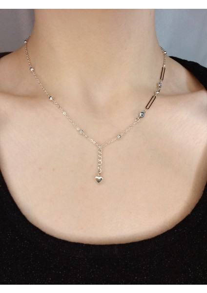Gümüş Kaplama Kalp Kolye, Minimal Nazar Boncuklu Kolye, Kalp Kolye, Gümüş Kaplama Top Zincir Kolye, Gümüş Rodyumlu Kaplama Kalp Kolye, Kadın Kolye, Hediyelik Kolye, Minimal Kalp Kolye