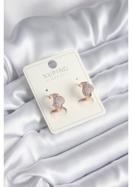Xuping Model Zirkon Taşlı Yaprak Kadın Küpe - Lisinya