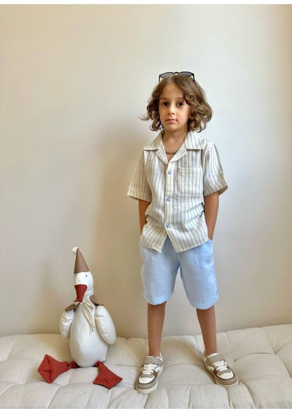 Erkek Çocuk Çizgili Gömlekli Keten Bayramlık Takım fiyatları