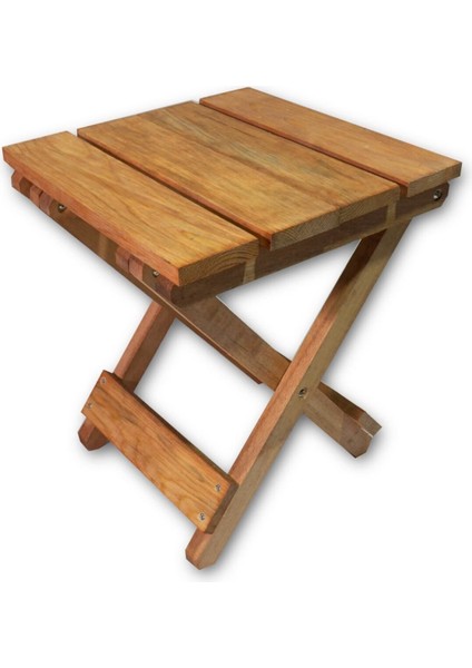 Tekli Katlanır Tabure 30cm 30cm Yükseklik Yerden 36cm Ahşap 1 Kg Tek Kişilik Katlanabilir Kahvereng