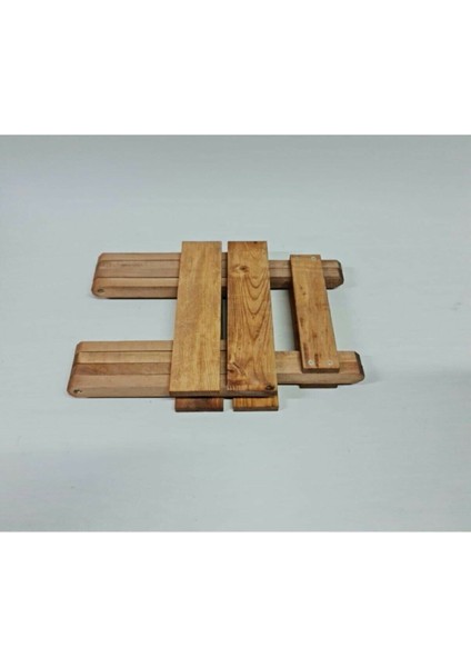 Tekli Katlanır Tabure 30cm 30cm Yükseklik Yerden 36cm Ahşap 1 Kg Tek Kişilik Katlanabilir Kahvereng