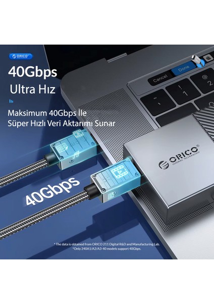 Orıco Usb-C To Usb-C Pd 240W 40 Gbps Data Kablosu