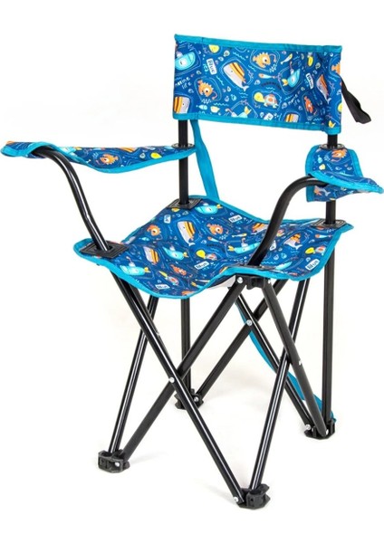 4 Adet Çocuk Katlanır Çantalı Kamp Sandalyesi Lacivert Balık Desenli Kamp Piknik Taşıma Çantalı fırsatları