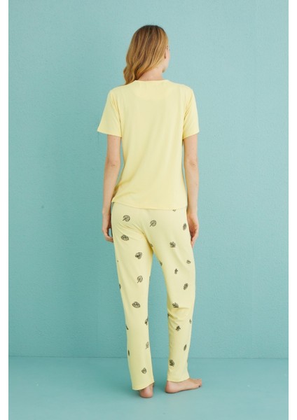 Kadın Pijama Takımı Kısa Kol Sıfır Yaka modelleri