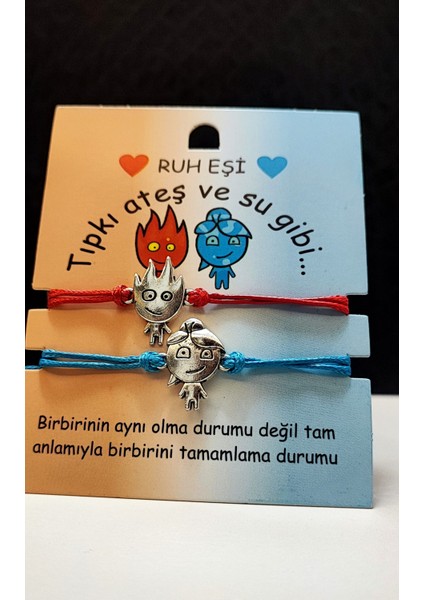 Ruh Eşi Bileklik / Ateş ve Su / Sevgili - Eş - Arkadaş - Dost - Beraberlik Temalı / Ayarlanabilir Ip