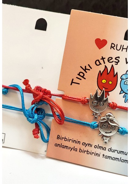 Ruh Eşi Bileklik / Ateş ve Su / Sevgili - Eş - Arkadaş - Dost - Beraberlik Temalı / Ayarlanabilir Ip