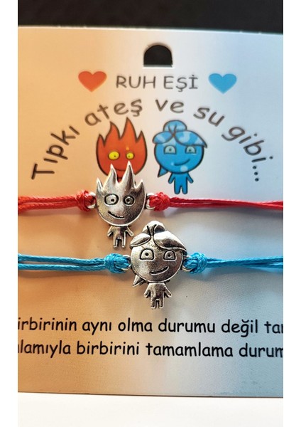Ruh Eşi Bileklik / Ateş ve Su / Sevgili - Eş - Arkadaş - Dost - Beraberlik Temalı / Ayarlanabilir Ip