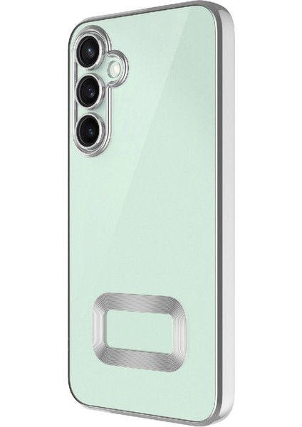 Samsung Galaxy A36 Kılıf Omega Silikon Kamera Korumalı Gümüş + Ekran Koruyucu