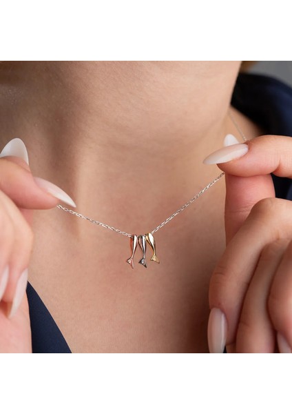 925 Ayar Gümüş Üç Renkli Balık Kolye