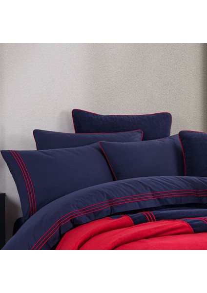 Line Tek Kişilik Çeyiz Seti - Lacivert Kırmızı modelleri