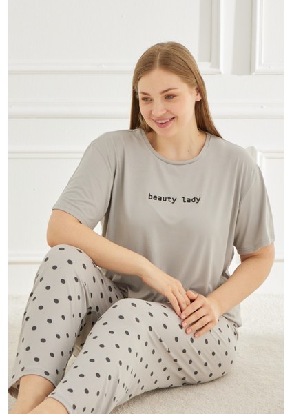 Kadın Pijama Takımı Büyük Beden & Battal Kısa Kol