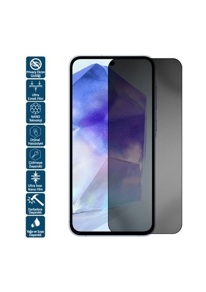 Samsung Galaxy A55 Antistatik Tam Kaplayan Hayalet Ekran Koruyucu Cam modelleri
