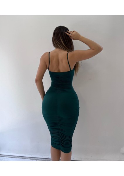 Yeşil Sandy Kumaş Full Likra Kalem Elbise fiyatları