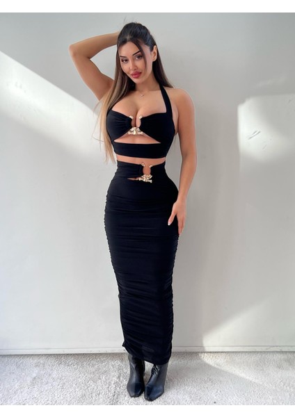 Siyah Toka Detaylı Midi Boy Ikili Takım fiyatları