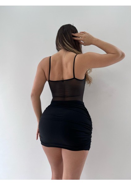 Siyah Sandy Kumaş Tül Detaylı Mini Elb fırsatları