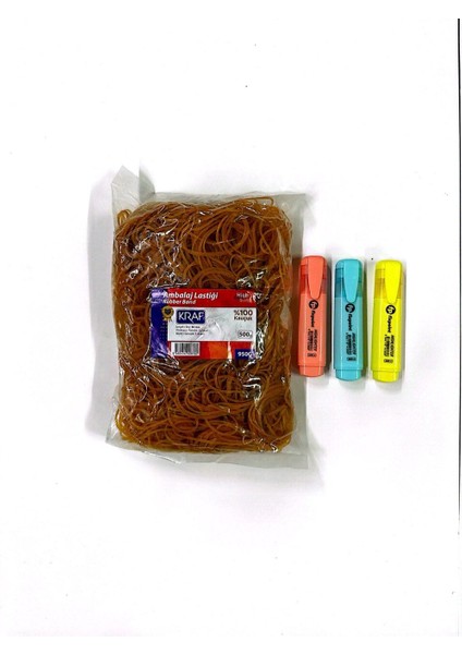 Fosforlu Kalem (3 Adet) - Ambalaj Lastiği Geniş 500GR. %100 Kauçuk - Set 26