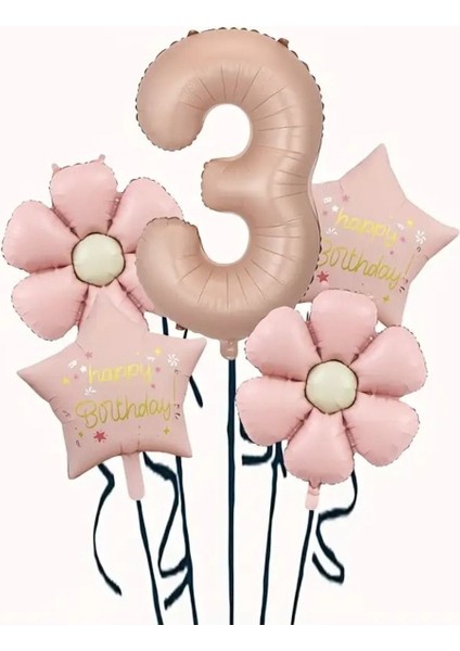 Pempe Papatya Yıldız Folyo Balonlu Yaş Balon Set