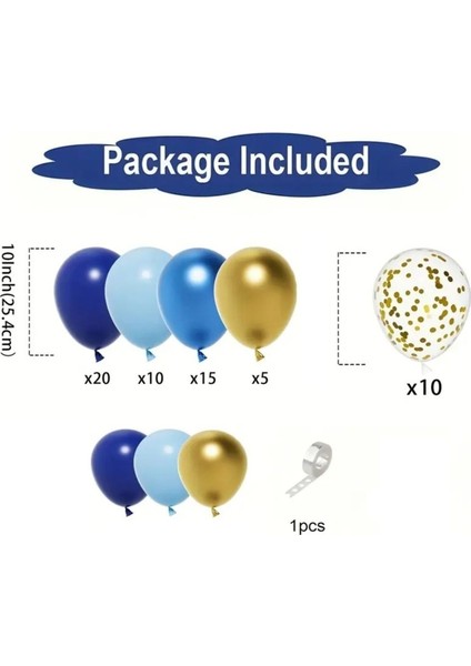 Lacivert Balon Çelenk Seti Altın Konfeti Balonlu Doğum Günü Düğün Yıldönümü Parti Dekorasyonu modelleri