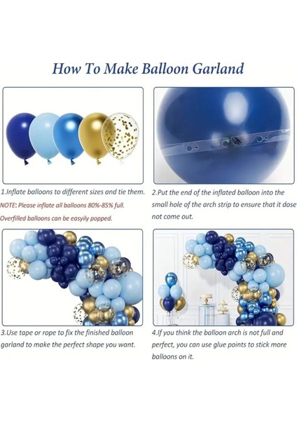 Lacivert Balon Çelenk Seti Altın Konfeti Balonlu Doğum Günü Düğün Yıldönümü Parti Dekorasyonu fırsatları