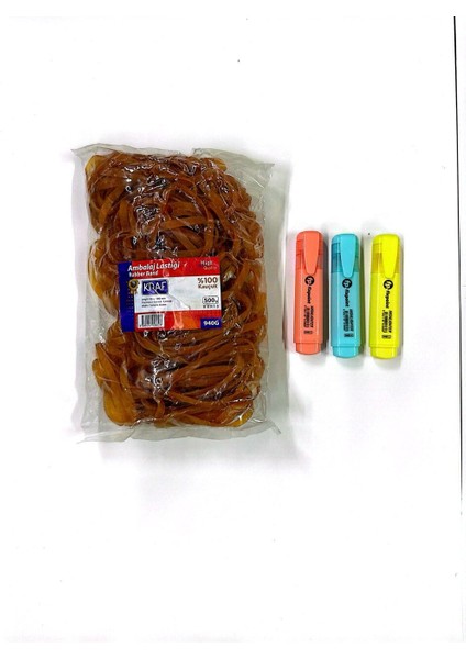 Fosforlu Kalem (3 Adet) - Ambalaj Lastiği Geniş 500GR. %100 Kauçuk - Set 27