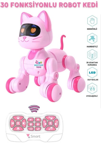Uzaktan Kumandalı 30 Fonksiyon Akıllı Interaktif Öğretici Robot Kedi Oyuncak