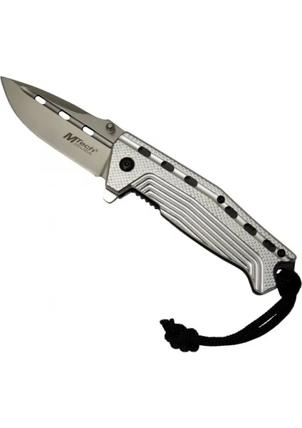 4132 Gri Kamp Çakı 195cm- Yarı Otomatik Oluklu Ipli Kemerlikli - Mct8310-9072