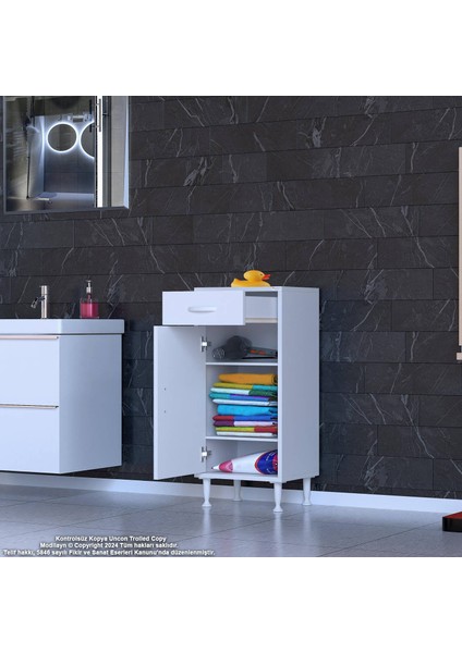 Emir 45 x 88 x 32,5 cm Mutfak Dolabı 1 Çekmece 1 Kapak 2 Raf 3 Gözlü Organizatör Çok Amaçlı Dolap