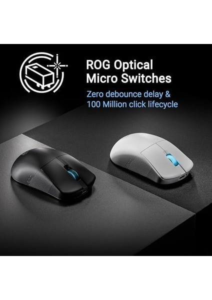Rog Harpe Ace Mını Kablosuz Oyun Faresi, 49G Hafif, Aımpoınt Pro 42K Optik Sensör, Optik Mikro Anahtarlar, Rog Pollıng Rate Booster, Esports ve Fps Beyaz