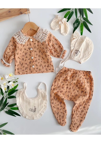 Yeni Doğan Kız Bebek Müslin 5 Li Set Hastane Çıkışı