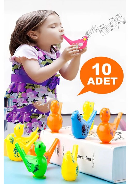 10 Adet Sulu Düdük Kuş Bülbül Kanarya Düdüğü Müzik Aleti Parti Doğum Günü Karne Hediyesi Oyuncak
