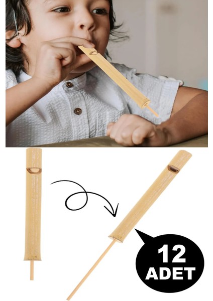 12 Adet Oyuncak Bambu Kuş Dili Düdük Karne Hediyesi Sağlıklı Nefesli Çalgı Doğum Günü Hediyesi Flüt