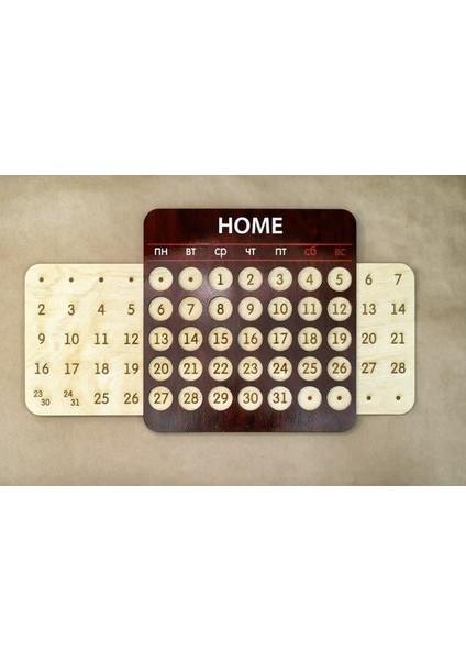 Ahşap Kaydırmalı Takvim – Ay ve Gün Seçimli Dekoratif Masa Takvimi