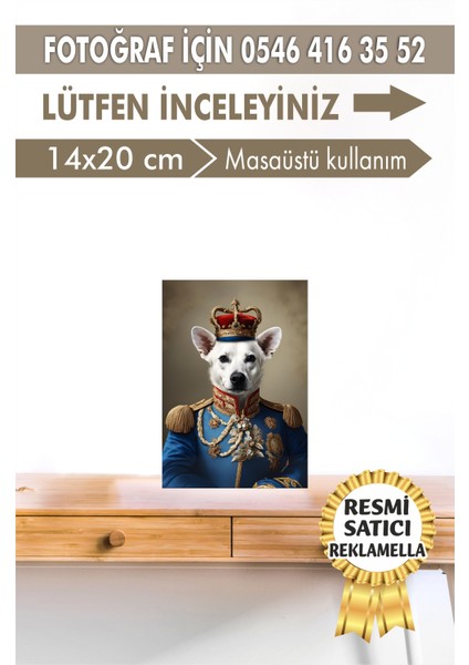 NO:102 Kişiye Özel Tasarım Evcil Hayvan Tablosu Patili Hediyelik Kraliyet Kıyafetli Portresi