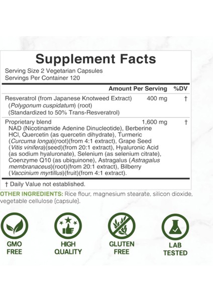 Resveratrol Complex 2,000MG, 240 Veggie Capsules – Nad, Quercetin, Curcumin, Grape Seed & More – Healthy Aging Antioxidant For Energy & Brain Support .abd Menşei.