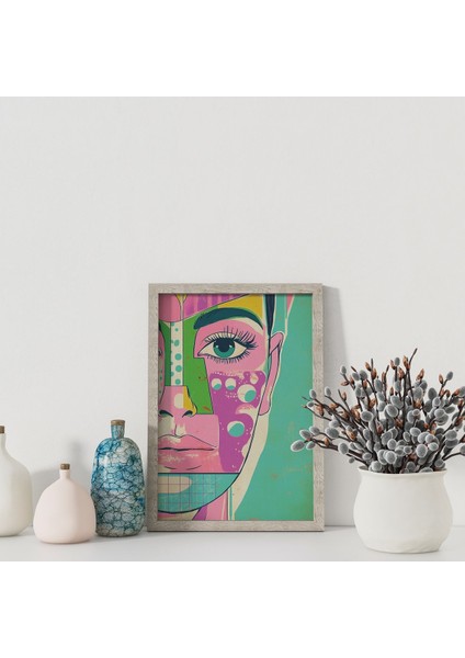 Dekoratif Çerçevesiz Poster Pop Art Yüz Çerçevesiz Tablo