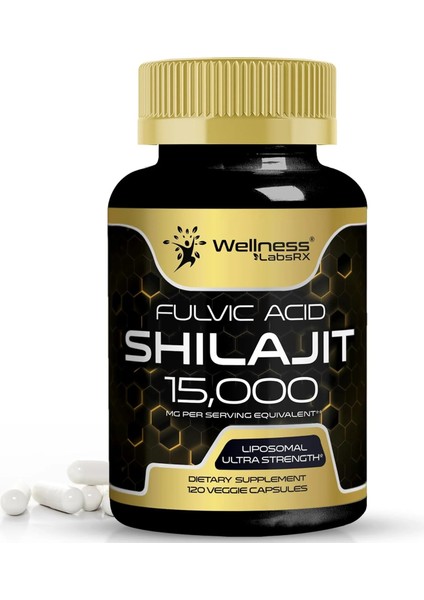 Wellnees Labs Liposomal Shilajit + Fulvic Acid 15,000 mg – 120 Capsules