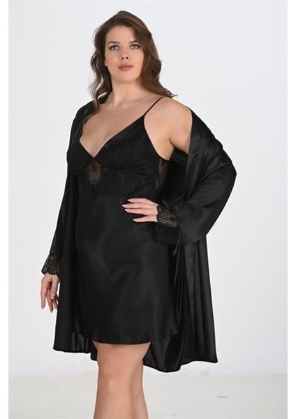 2li Siyah Sabahlık Takımı Bigsize 6213
