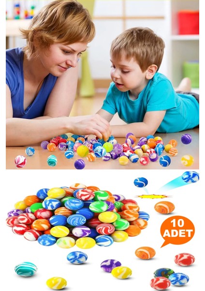 Zıplayan Oyun Topu 10 Adet Karışık Desenli Pinyata Oyuncağı Zıpzıp Oyuncak Top