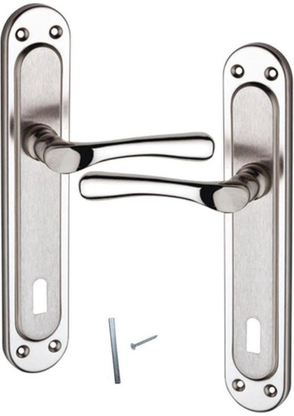Kumru Kol Nikel Saten Oda Kapı Kolu Metal Kapı Kolu Ön Arka Takım 1 Çift
